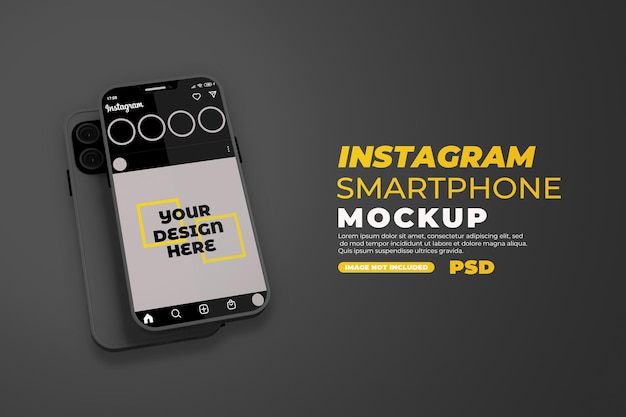 Mockup di smartphone realistico con instagram isolato