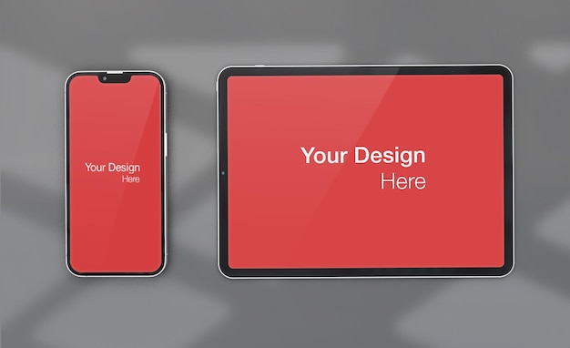 Realistic smartphone and pad mockup design psd