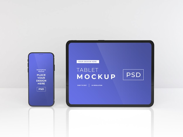 Realistic smartphone and tablet mockup template