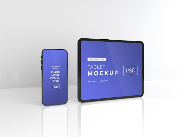 Realistic Smartphone and Tablet Mockup Template