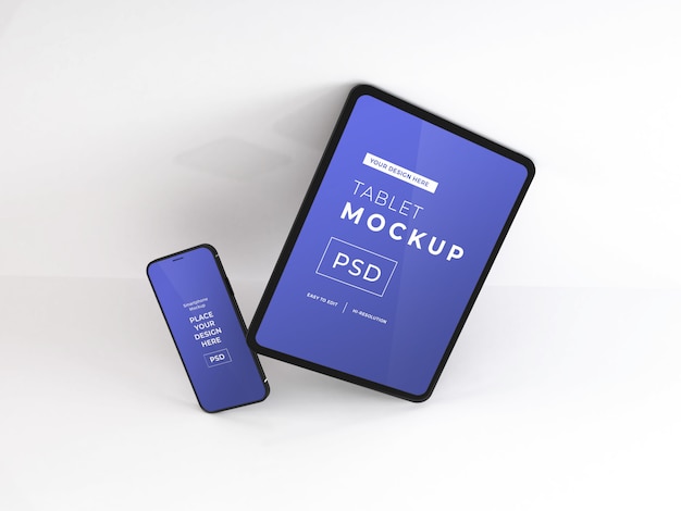 現実的なスマートフォンとタブレットのモックアップテンプレート