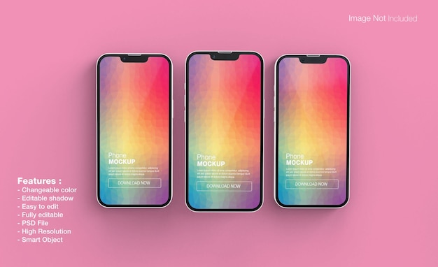 Realistic smartphones mockup design isolated render