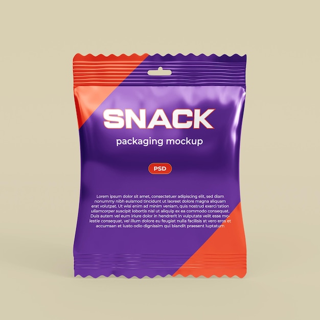 PSD realistic snack bag packaging mockup psd