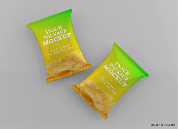 Realistic snack packaging mockup design isolated