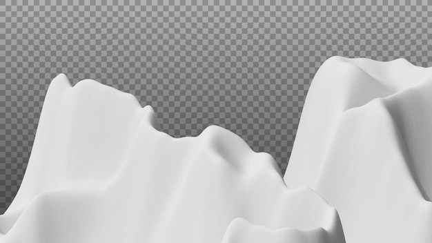 風景コンセプトの 3D レンダリングでのリアルな雪景色