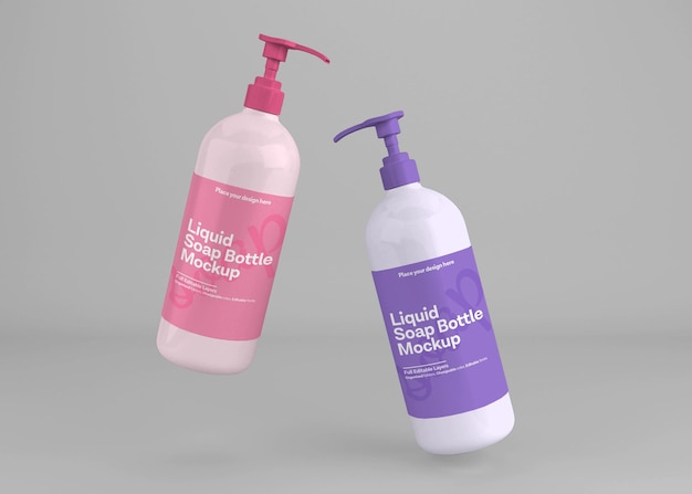 Realistic soap bottle hand sanitizer mockup