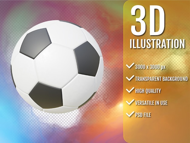 PSD rendering 3d di pallone da calcio realistico