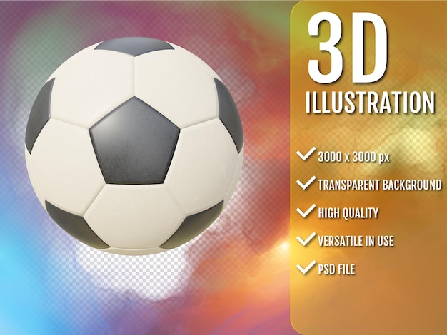 Rendering 3d di pallone da calcio realistico