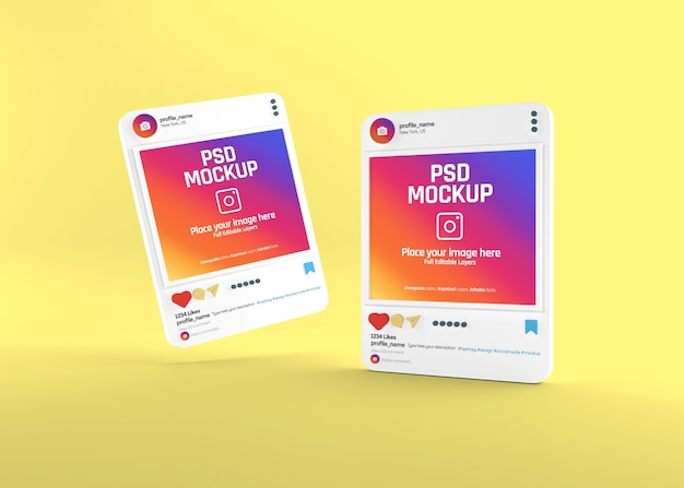 Mockup di post instagram realistico sui social media