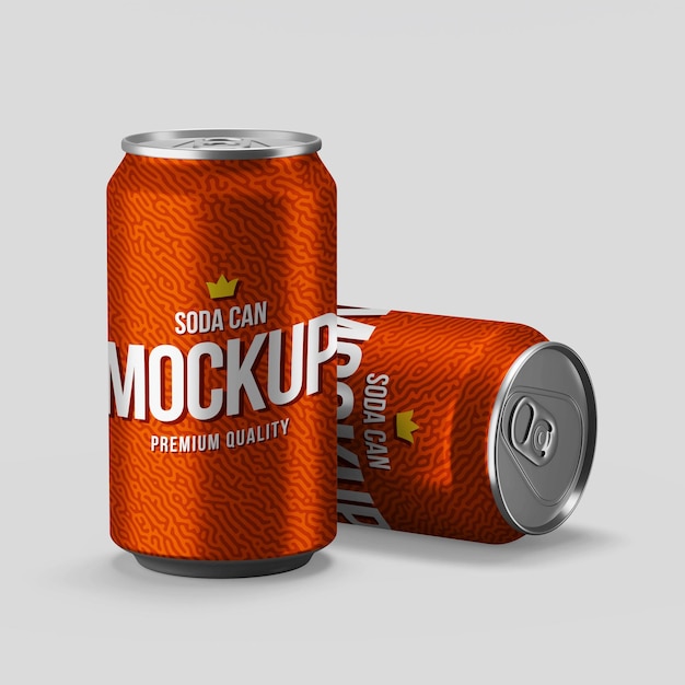 Premium PSD | Realistic soda can mockup