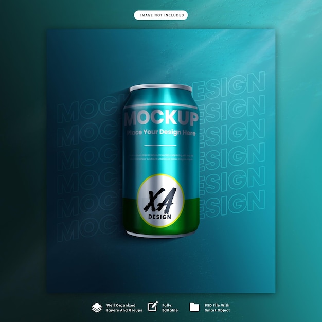 PSD realistic soda can mouckup