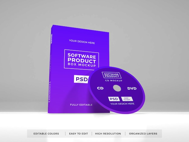 PSD mockup di prodotto scatola software realistico