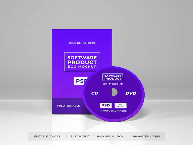 PSD mockup di prodotto scatola software realistico