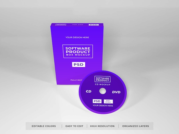 Realistic software box product mockup