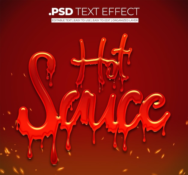 PSD effetto stile testo salsa piccante piccante realistico