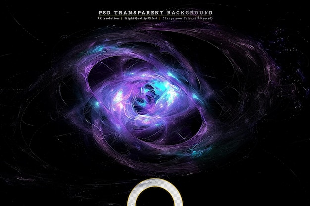 PSD Реалистичная спиральная галактика со звездами на прозрачном фоне