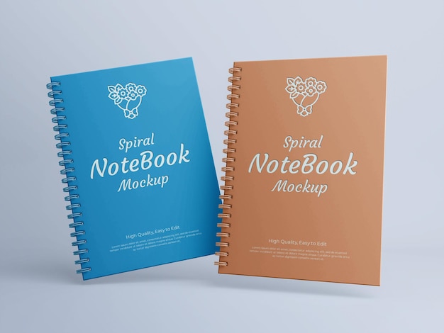 Realistic spiral notebook mockup