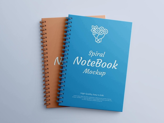 Realistic spiral notebook mockup