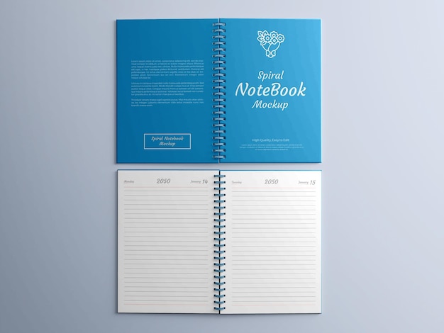 Realistic Spiral Notebook mockup