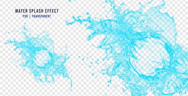 透明な背景に分離された現実的なスプラッシュ水効果