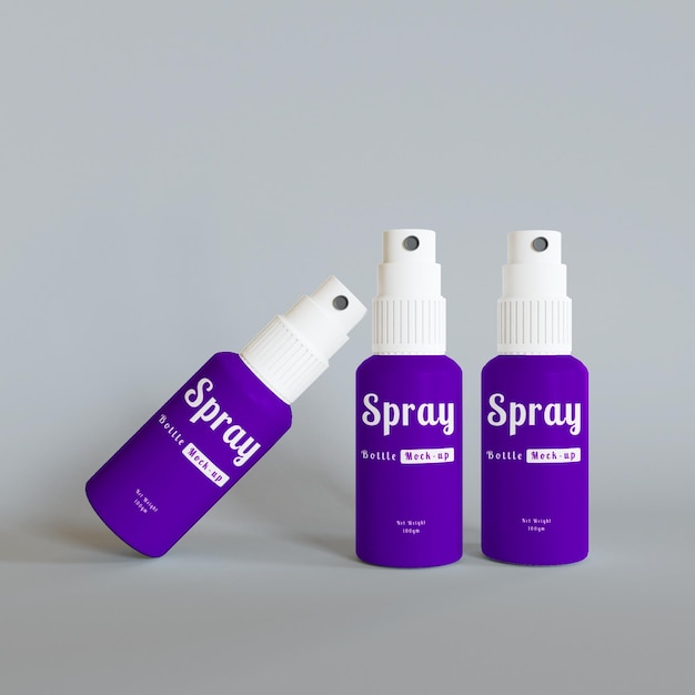 Realistic spray bottle mockup