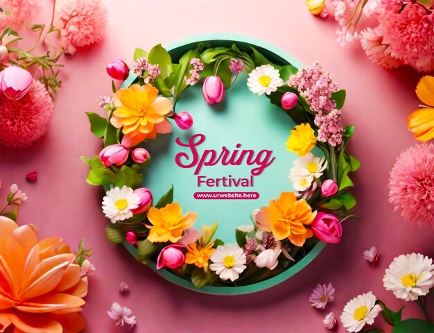 Realistic spring floral frame theme