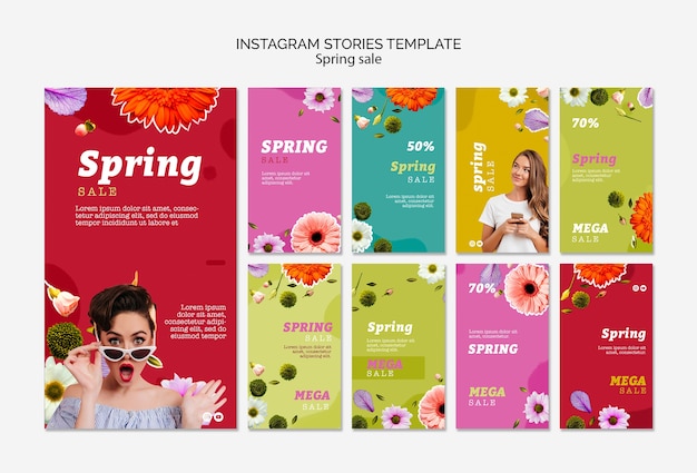 PSD realistic spring sale  instagram stories