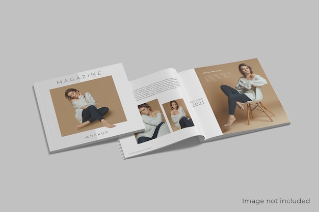 PSD realistic square magazine mockup isolated