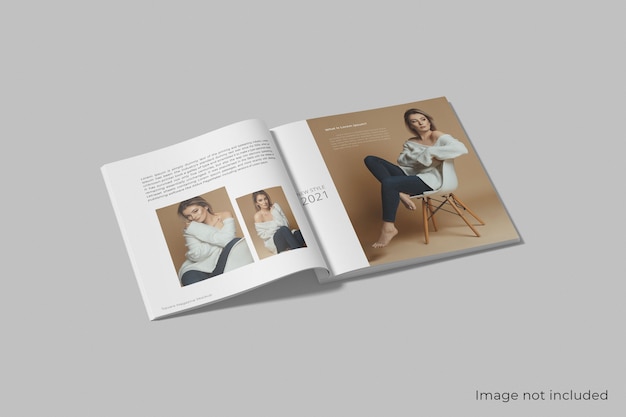 Realistic square magazine mockup isolated