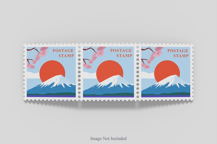 PSD realistic square postage stampe mockup design