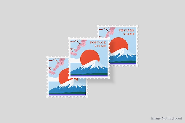 PSD realistic square postage stampe mockup design