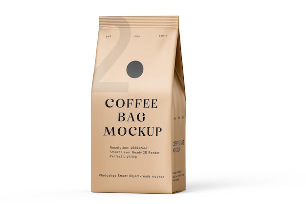現実的なスタンドアップコーヒーバッグモックアップ