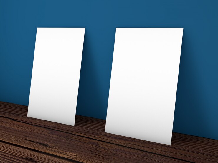 Realistic standing business cards mockup