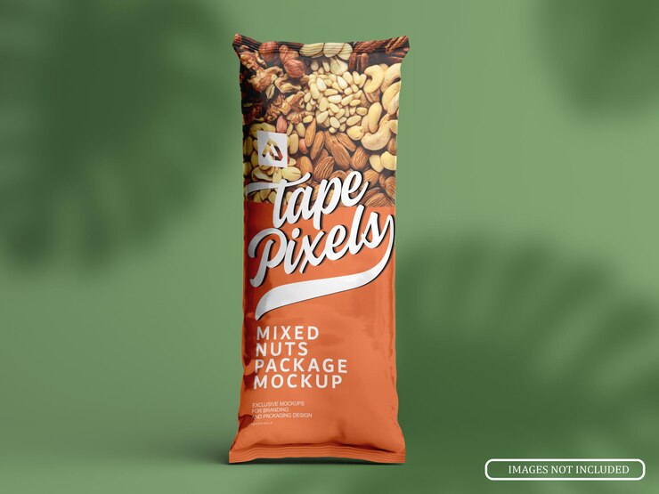 Realistic Standing Nuts Bags Mockup