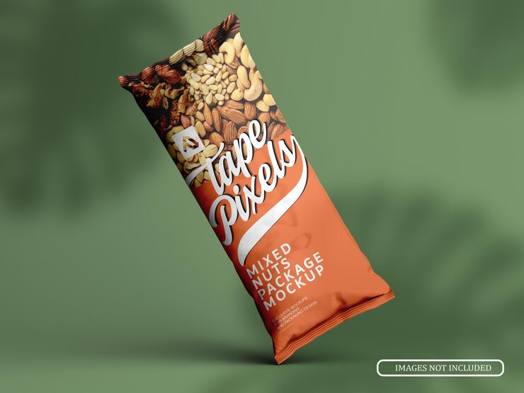 Realistic Standing Nuts Bags Mockup