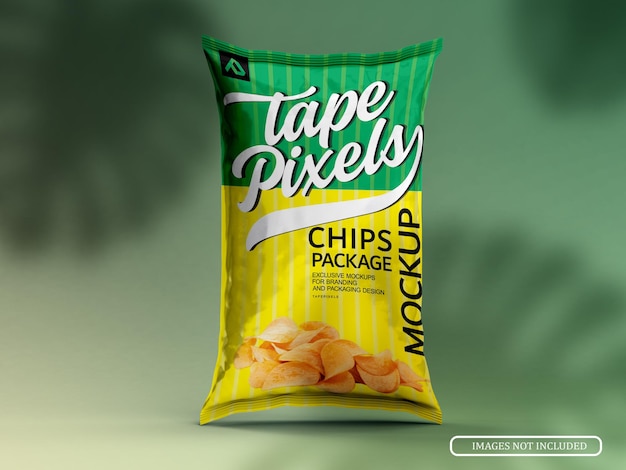 PSD realistic standing potato chips bags mockup