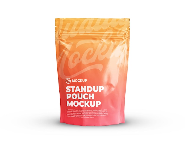 Realistico standup con cerniera lampo borsa mockup vista frontale