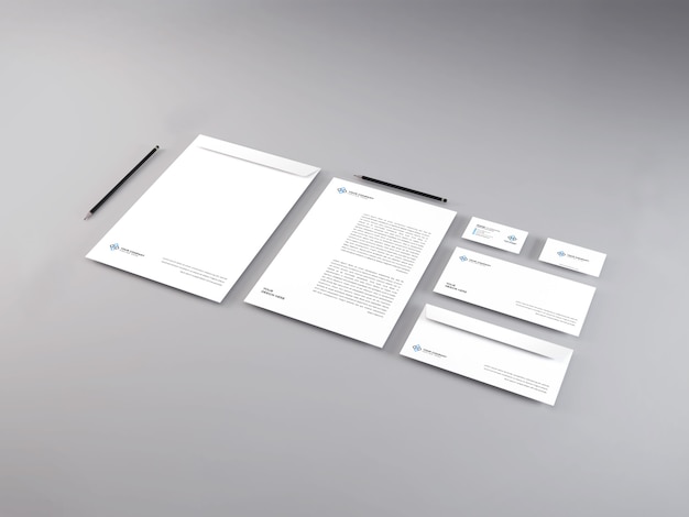 Realistic Stationery Set Mockup