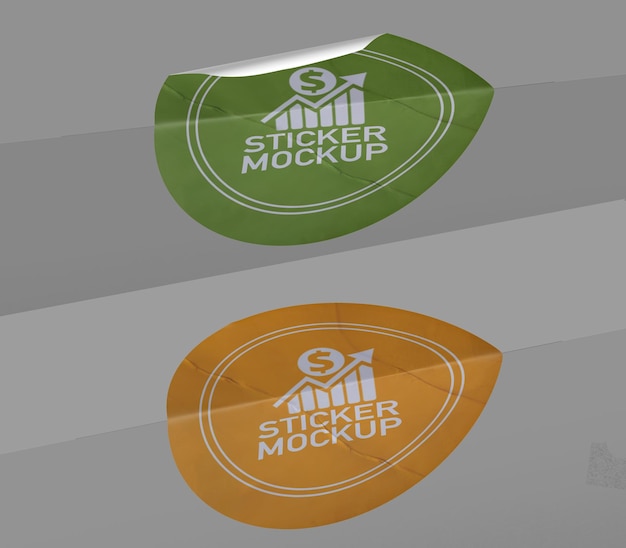 Realistic Sticker Mockup Design PSD Template Promotional Label Tag Mockup