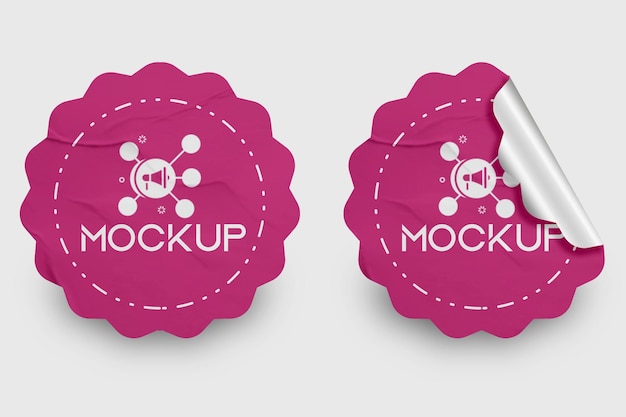 Realistic Sticker Mockup Design PSD Template Promotional Label Tag Mockup