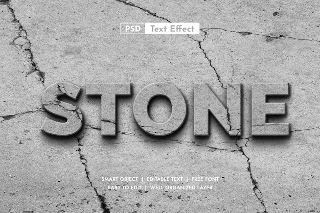 PSD realistic stone 3d editable text effect logo mockup template with stone texture style