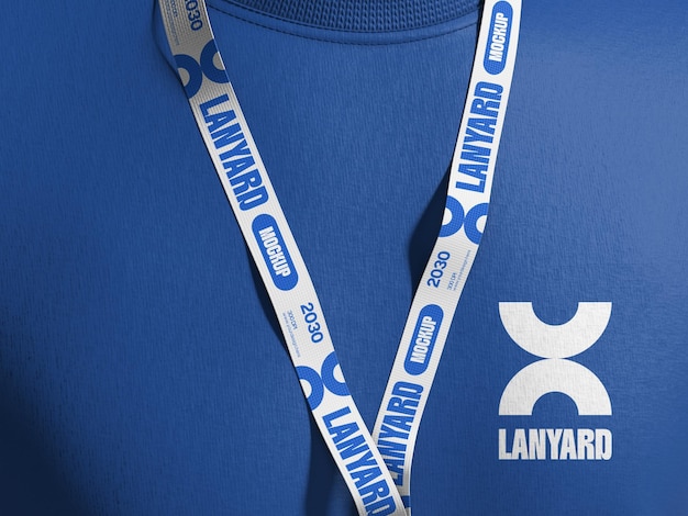 realistic strap lanyard on tshirt mockup 3d