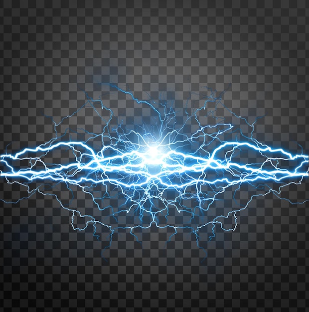 PSD realistic style of bright glowing lightning isolated on a transparent background natural light effe