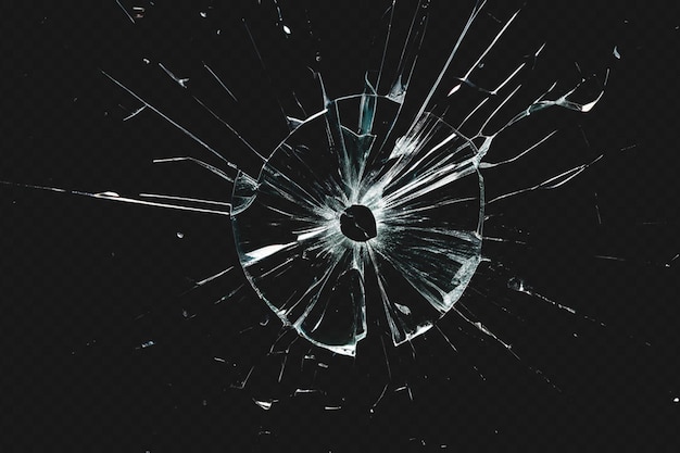Realistic Style Broken Glass Shatter Effect on Transparent Background