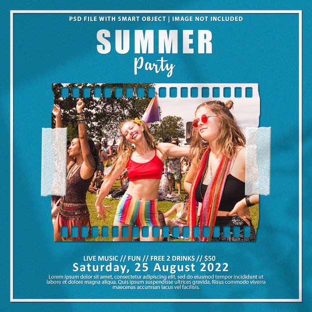 PSD realistic summer party photo frame set mockup premium psd