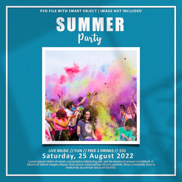 PSD realistic summer party photo frame set mockup premium psd