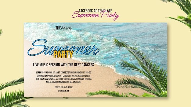 PSD realistic summer party template design