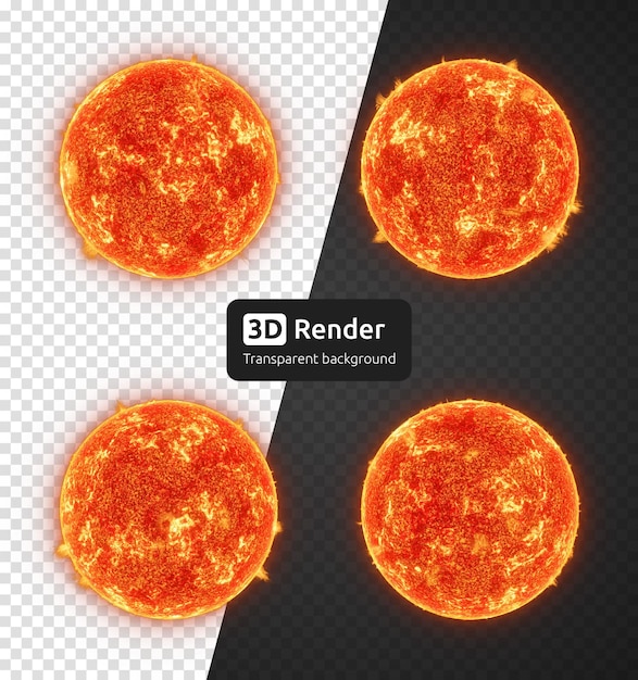 PSD realistic sun solar system 3d render