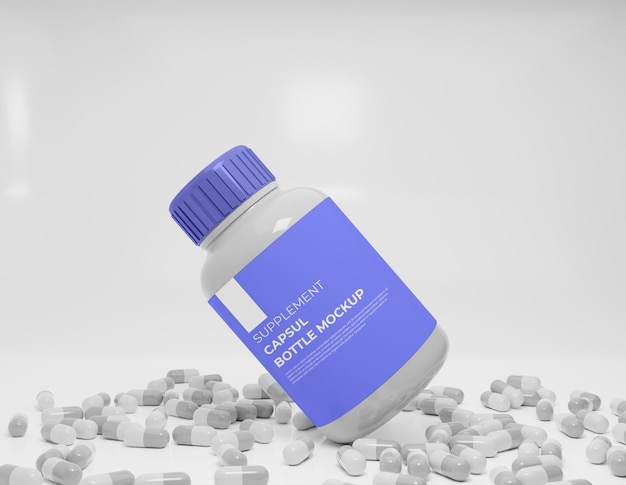 Realistic supplement medicine bottle mockup