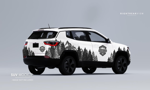 PSD realistic suv mockup from right rear view